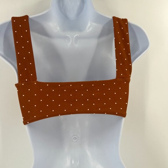 WeWoreWhat S Polka Dot Rust Square Neck Bralette Top - Picture 2 of 8